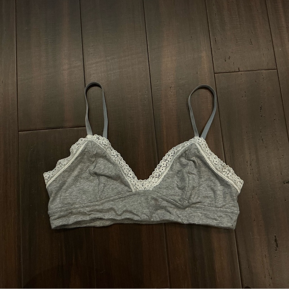 Gray Lace Trim Bralette
